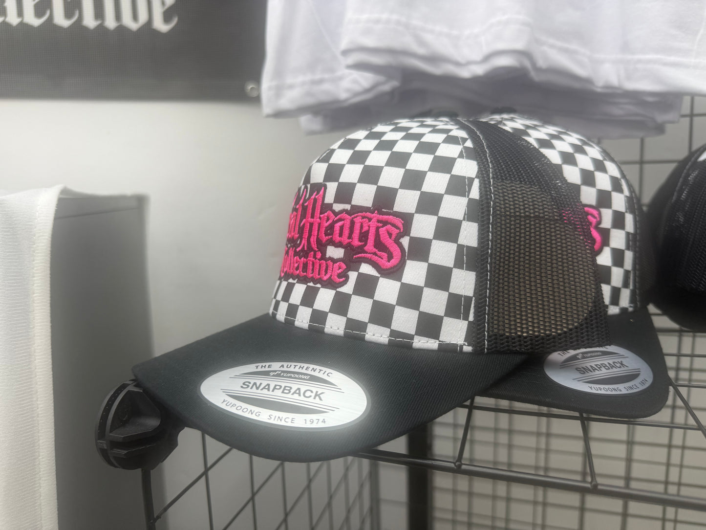 Pink Checkerboard trucker