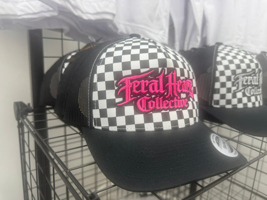 Pink Checkerboard trucker