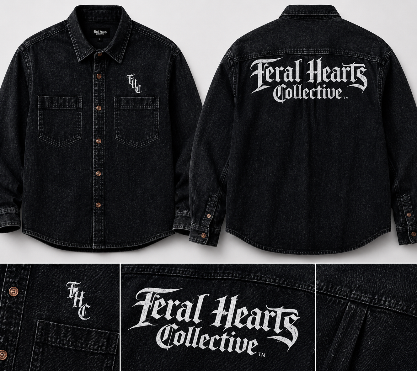 Unisex dark denim overshirt